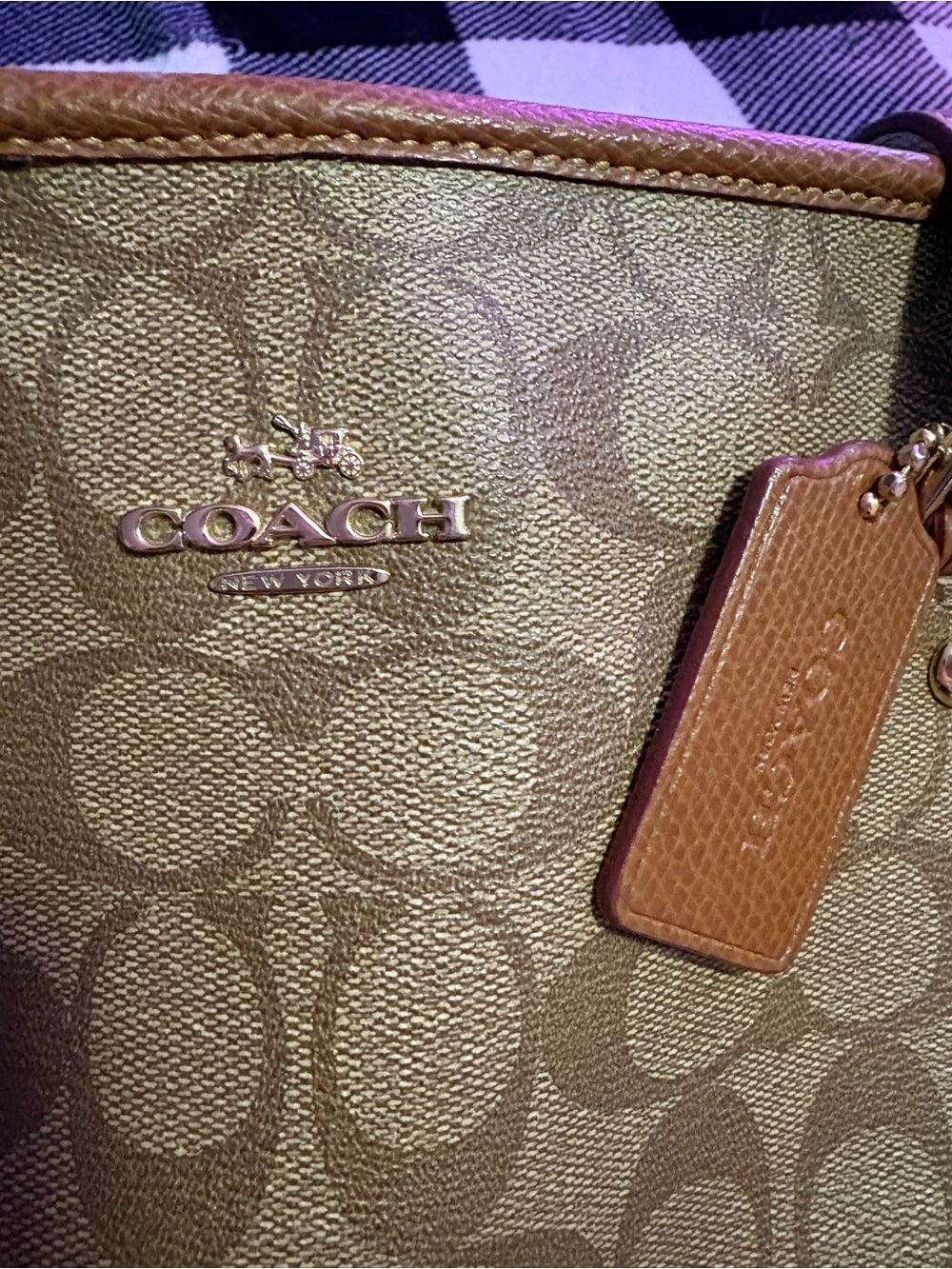 Coach Brown Signature Leather Shoulder Tote - Picture 2 of 11